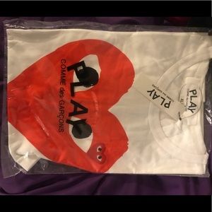 Double heart White & Red Comme des Garcon T Shirt